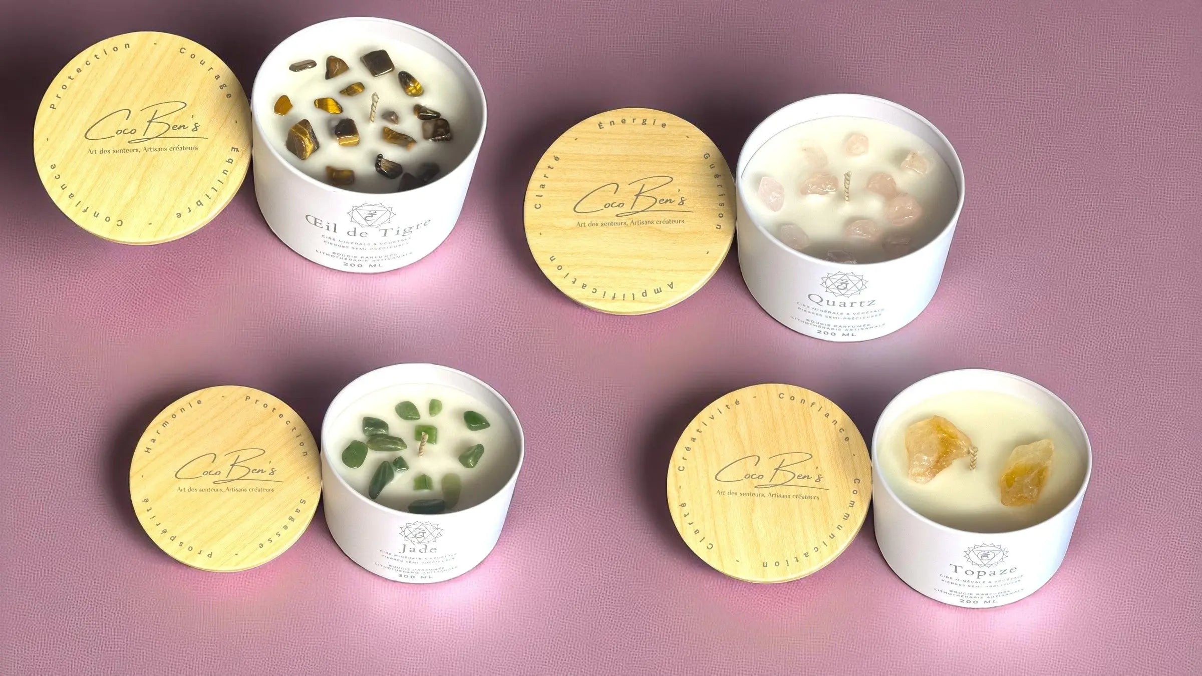 Bougies parfumées - Lithothérapie - CocoBen's