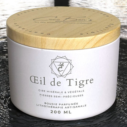 Bougie Lithothérapie - Œil de Tigre - 200 ML