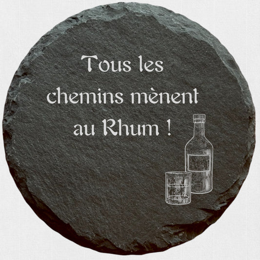 Tous les chemins mènent au rhum - Ardoise ronde personnalisée