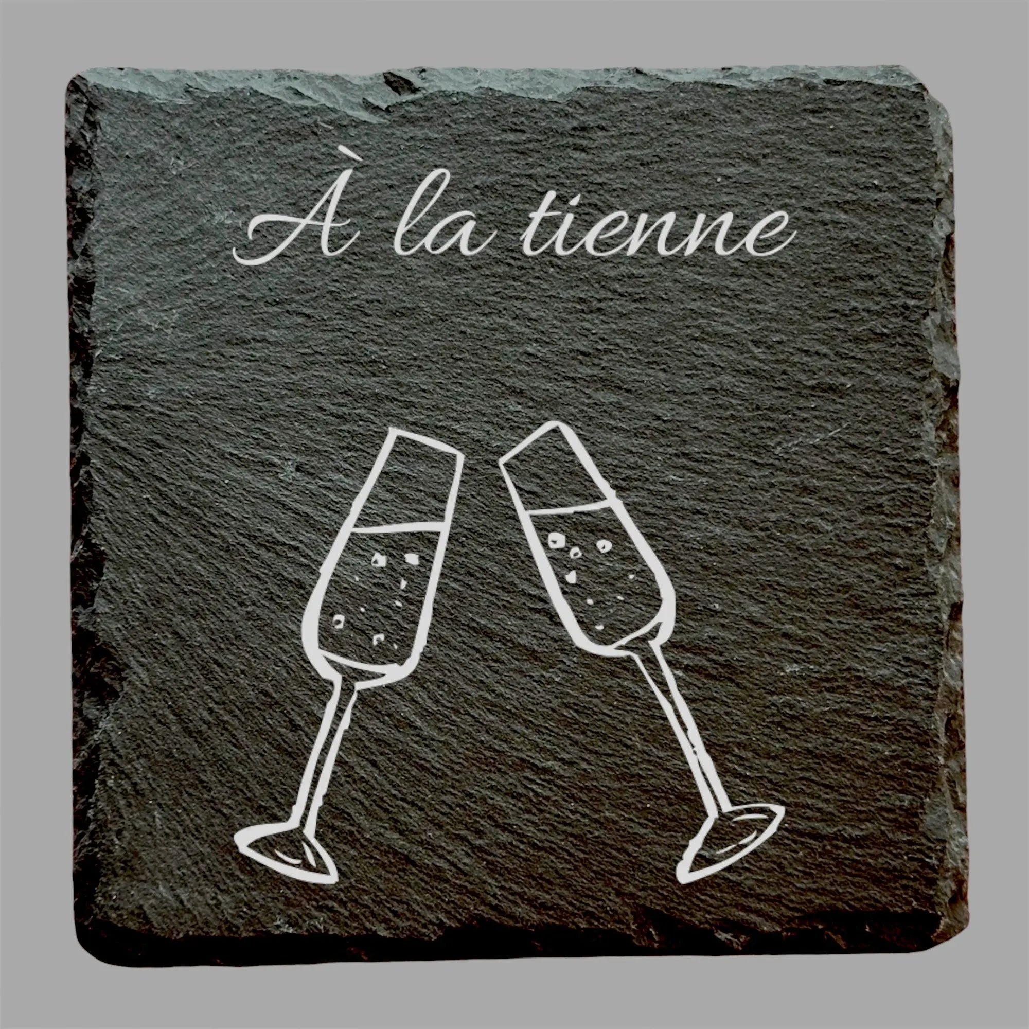 À la tienne Champagne 2 - Ardoise carrée personnalisée - CocoBen's