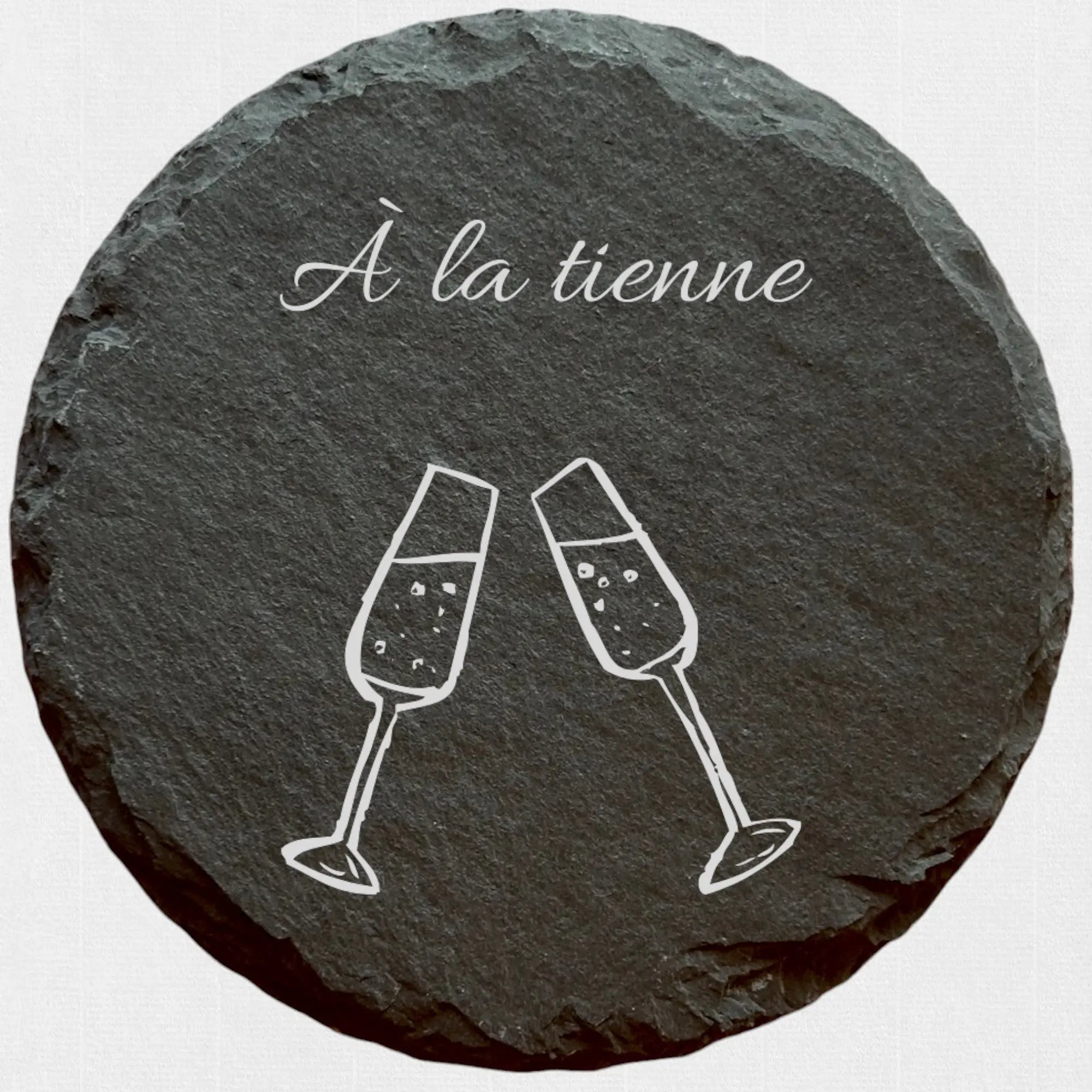 À la tienne Champagne 2 - Ardoise ronde personnalisée - CocoBen's