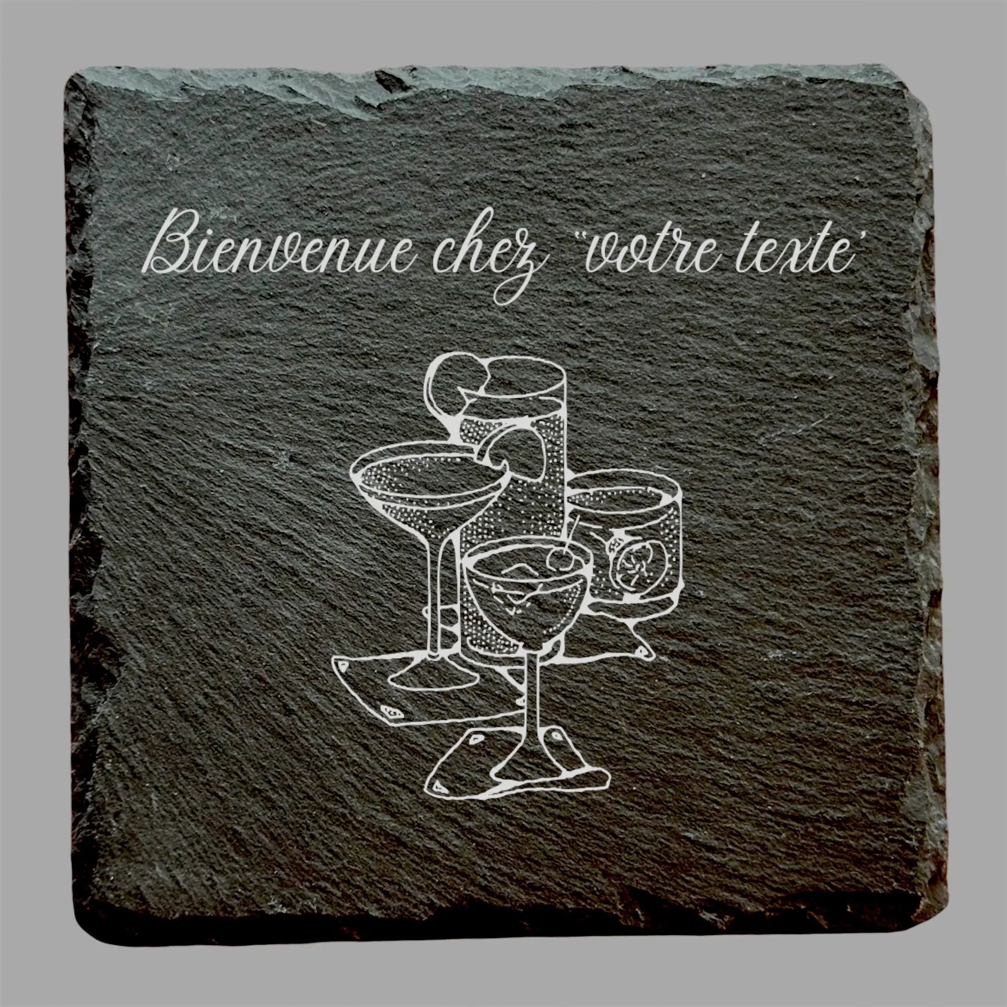 Bienvenue chez - Ardoise carrée personnalisée - CocoBen's
