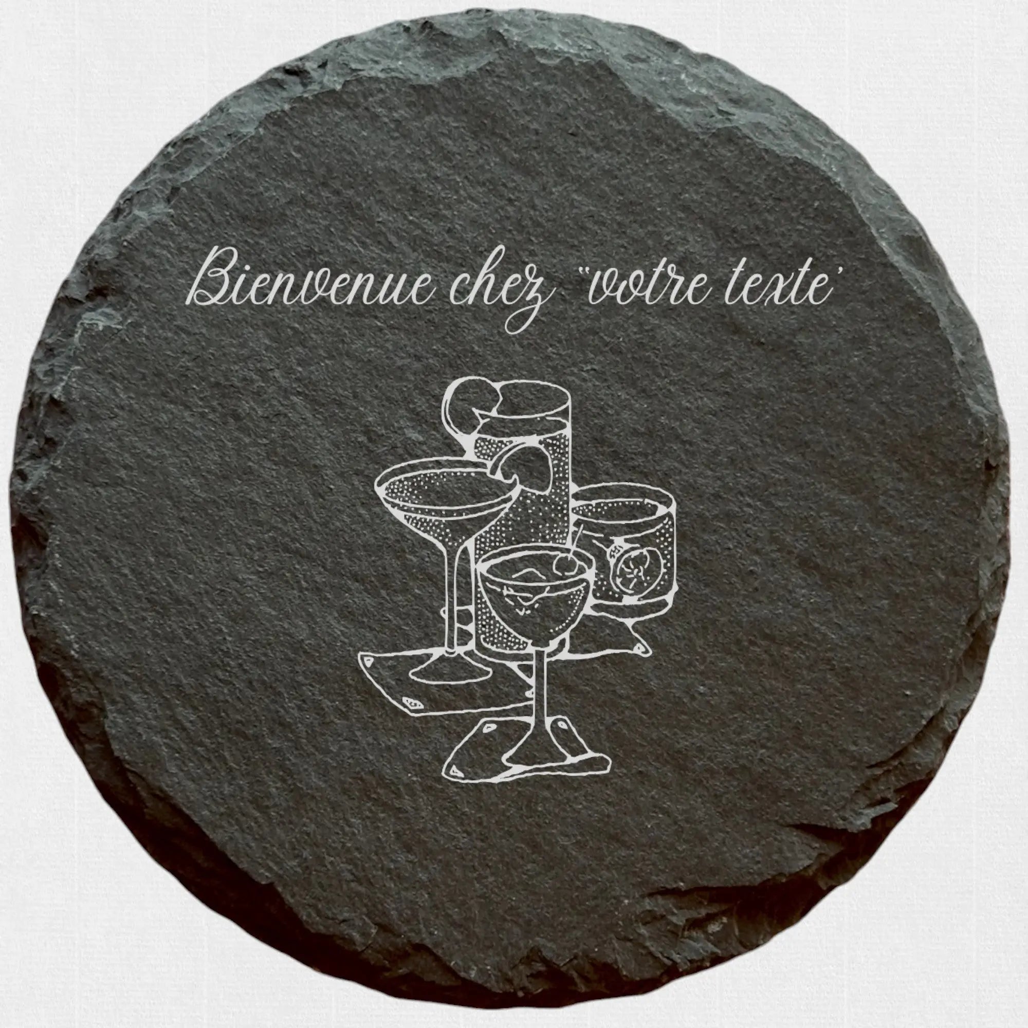 Bienvenue chez - Ardoise ronde personnalisée - CocoBen's