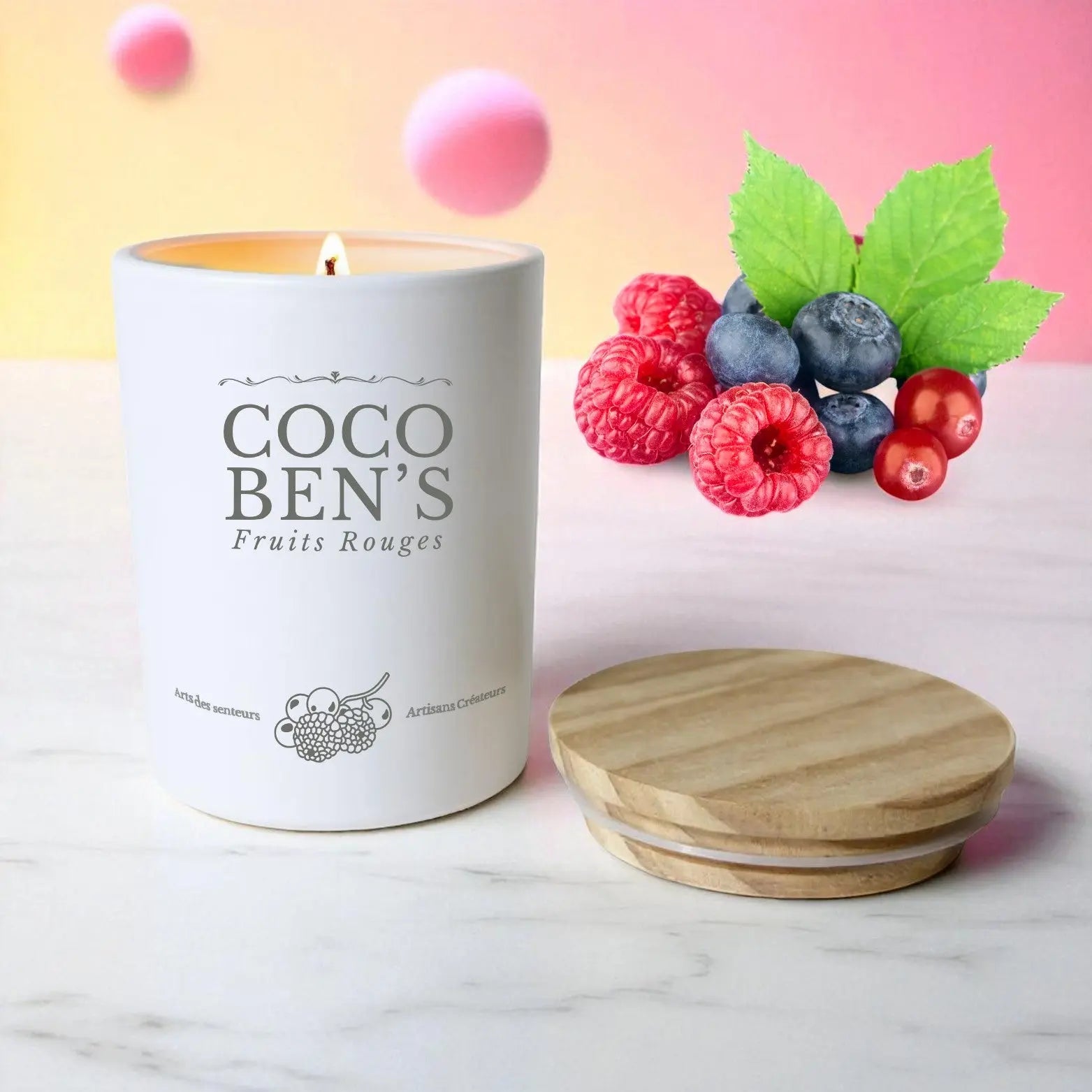 Bougie au parfum de Grasse - Fruits rouges - 200ml - CocoBen's