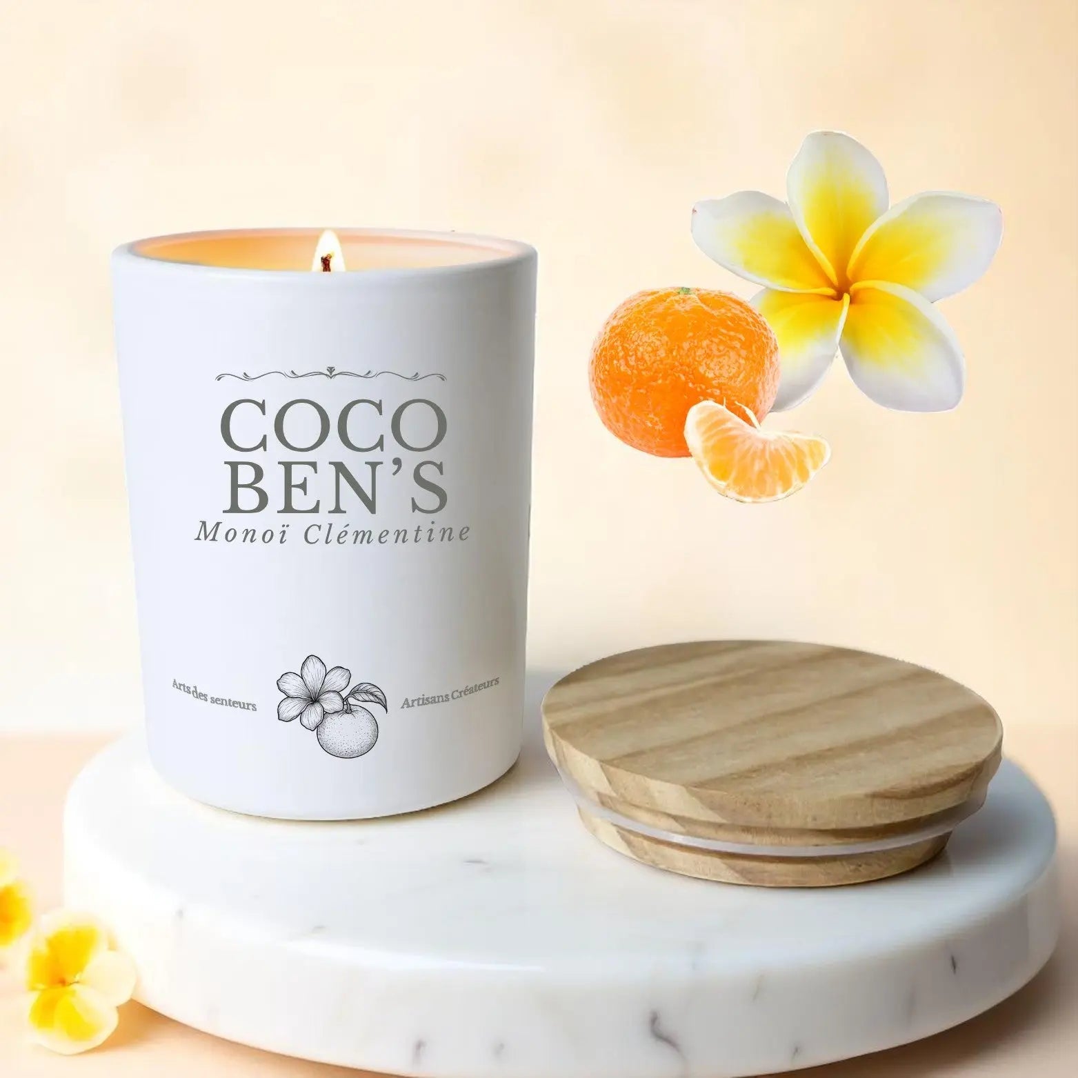 Bougie au parfum de Grasse - Monoï Clémentine - 200ml - CocoBen's