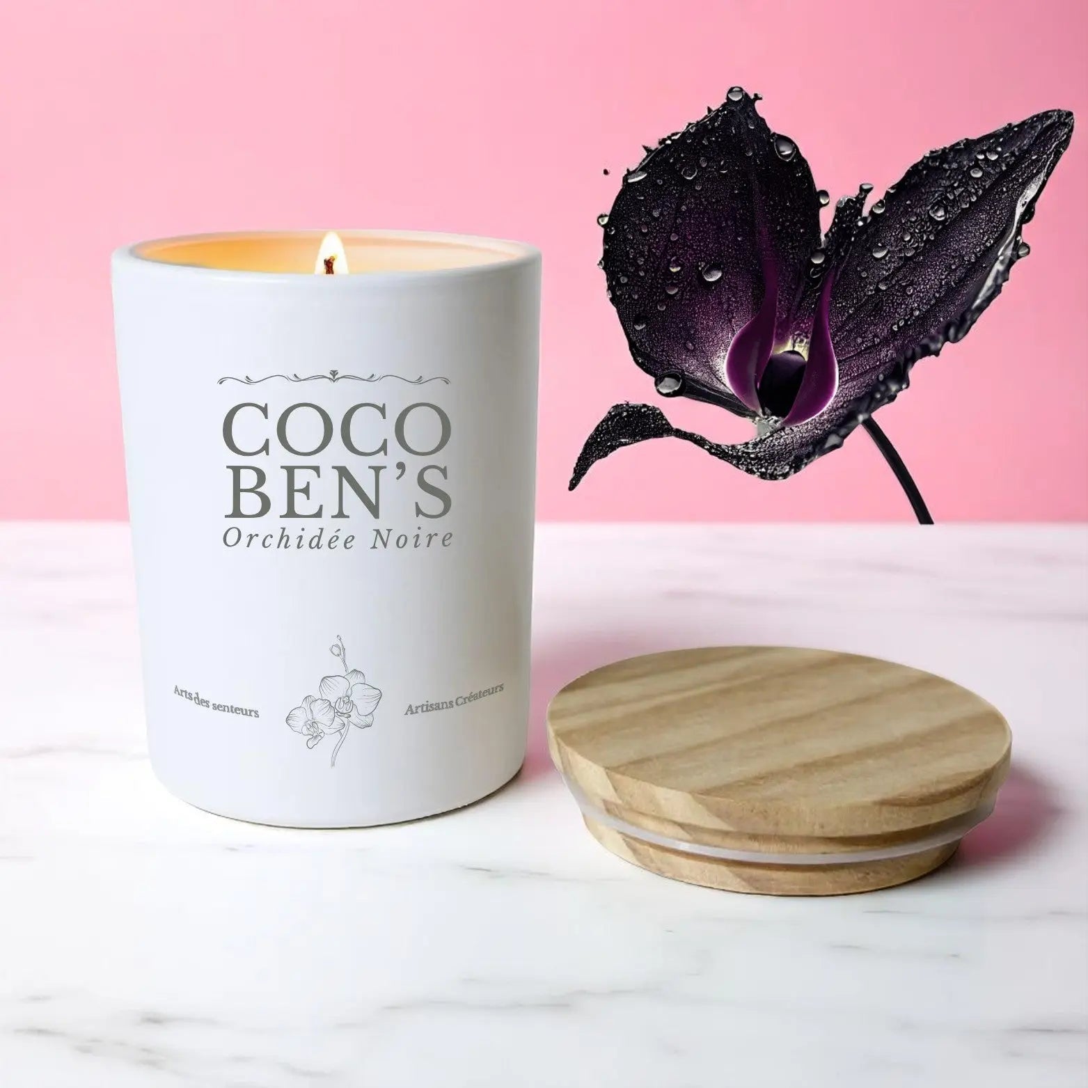Bougie au parfum de Grasse - Orchidée noire - 200ml - CocoBen's