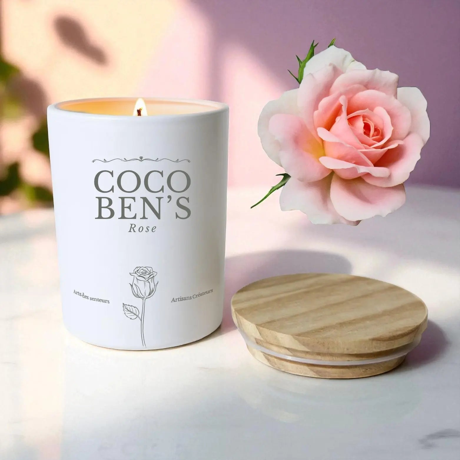 Bougie au parfum de Grasse - Rose - 200ml - CocoBen's