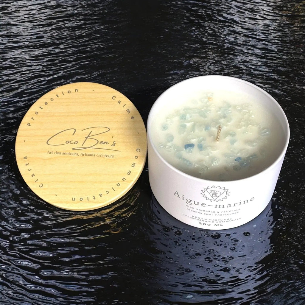 Bougie Lithothérapie - Aigue - Marine - 200 ML - CocoBen's
