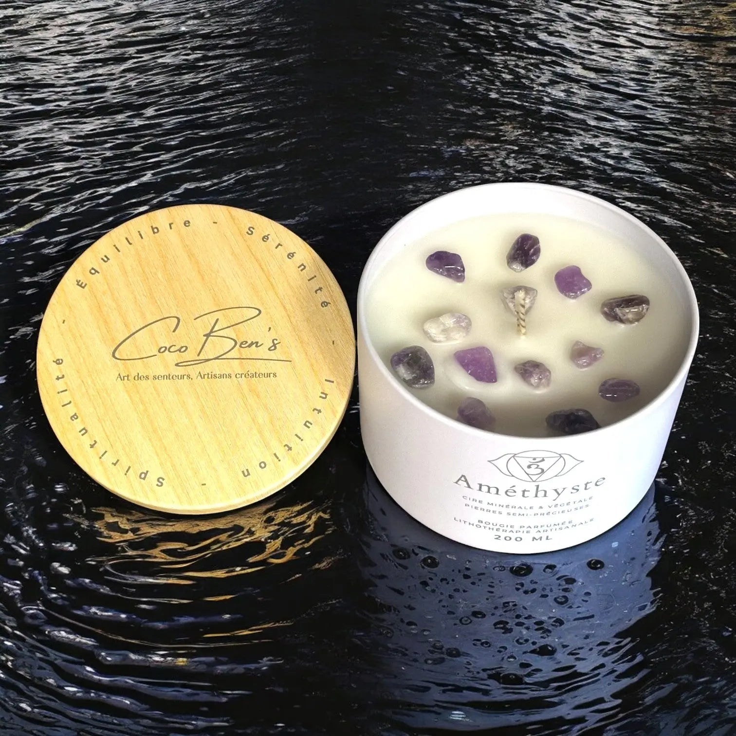 Bougie Lithothérapie - Améthyste - 200 ML - CocoBen's