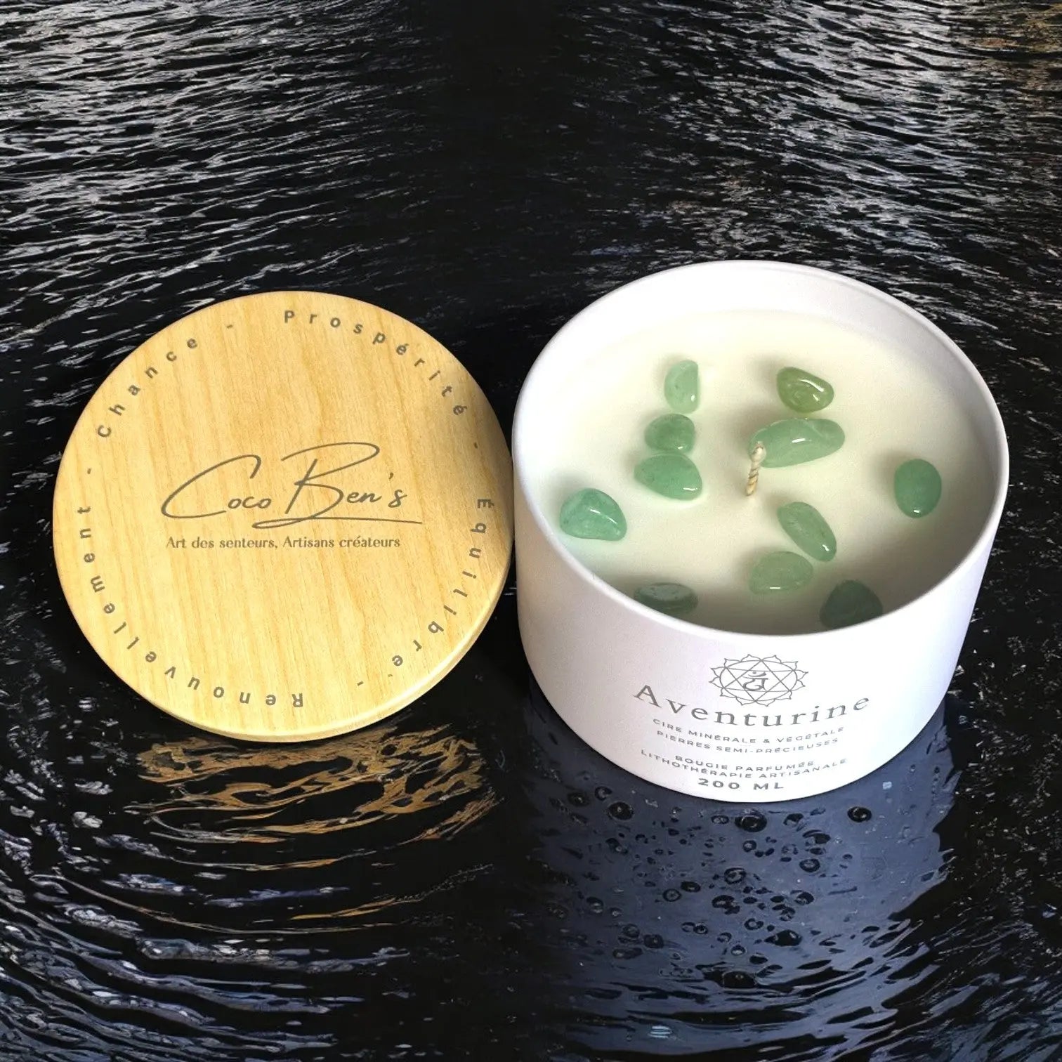 Bougie Lithothérapie - Aventurine - 200 ML - CocoBen's