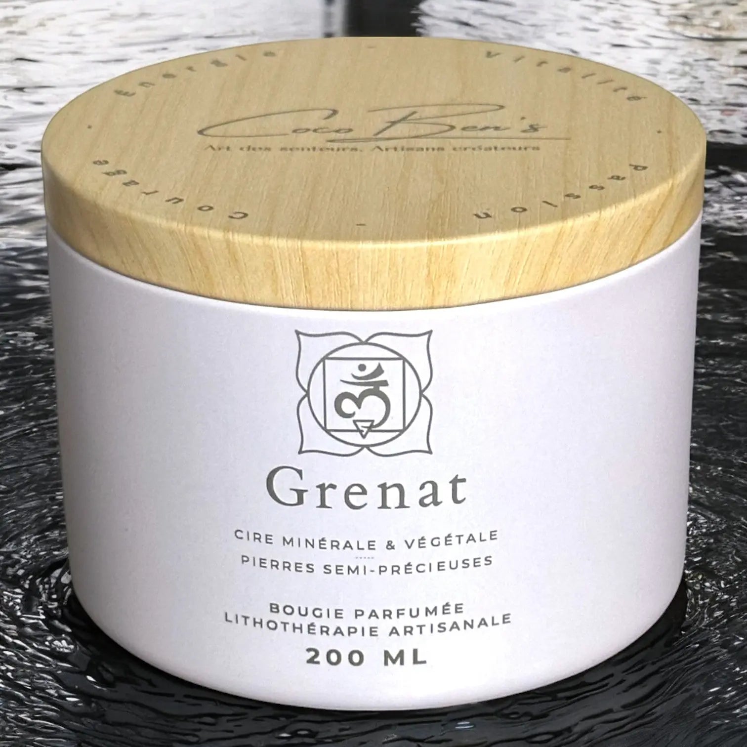 Bougie Lithothérapie - Grenat - 200 ML - CocoBen's