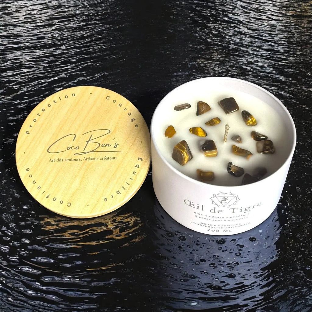Bougie Lithothérapie - Œil de Tigre - 200 ML - CocoBen's