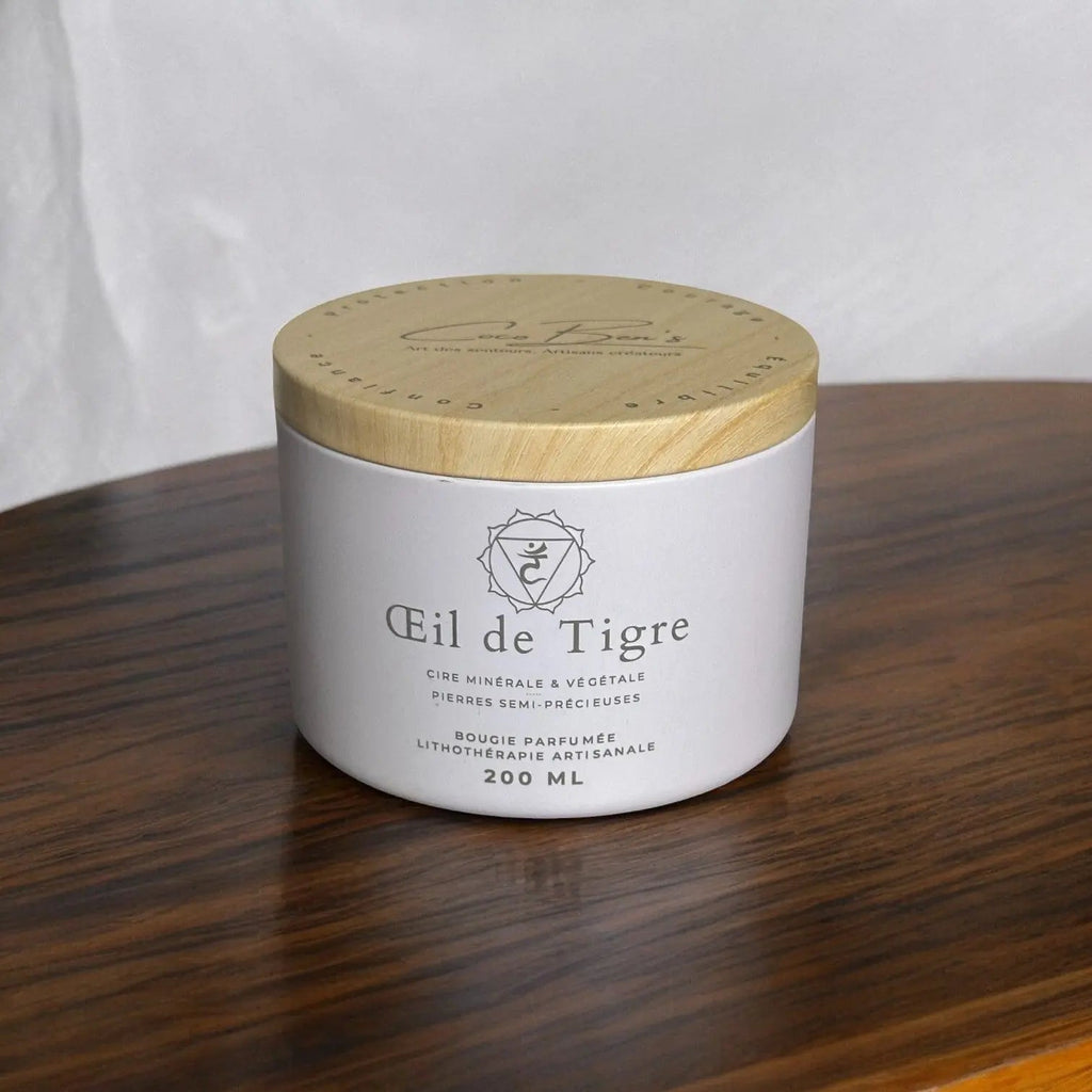 Bougie Lithothérapie - Œil de Tigre - 200 ML - CocoBen's