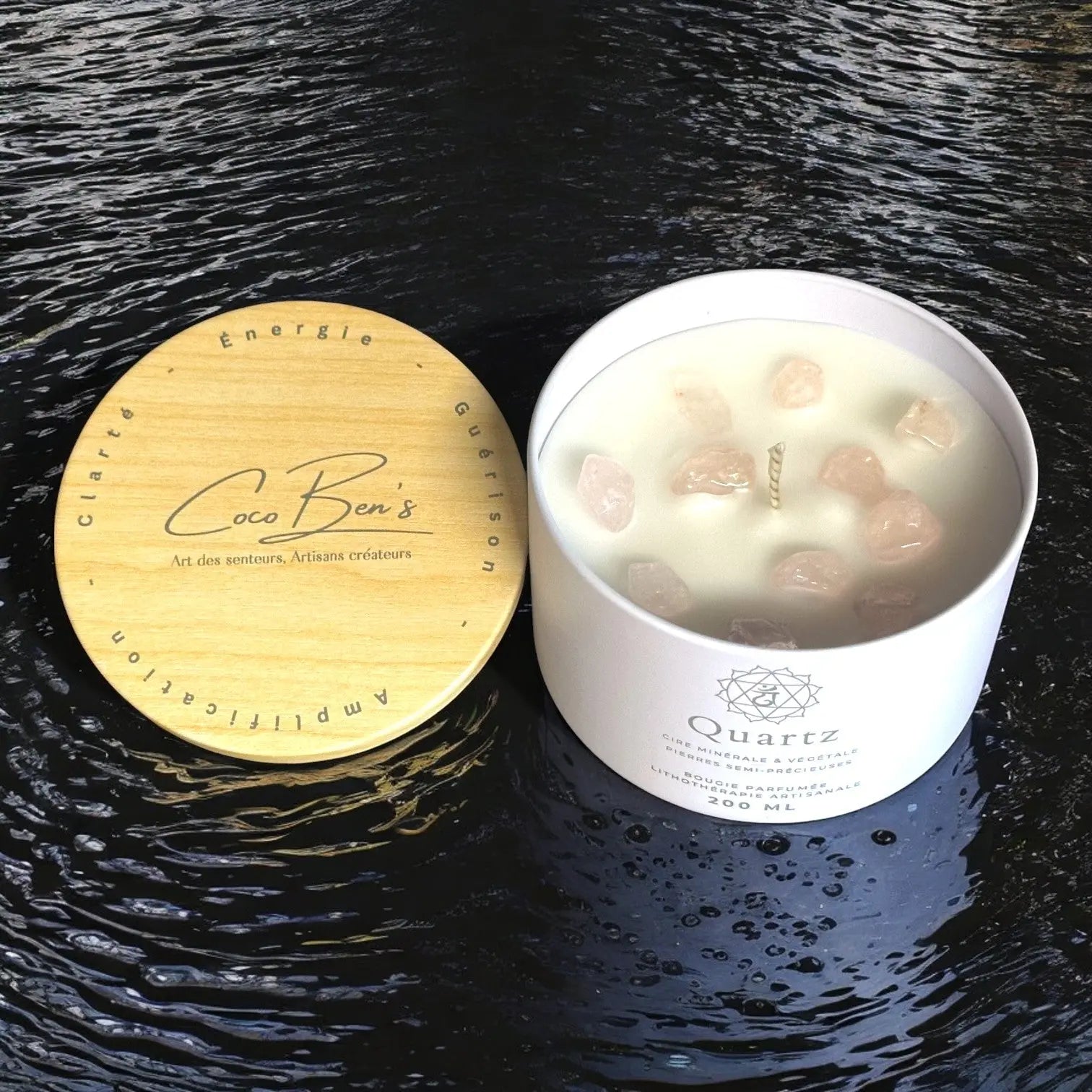 Bougie Lithothérapie - Quartz - 200 ML - CocoBen's