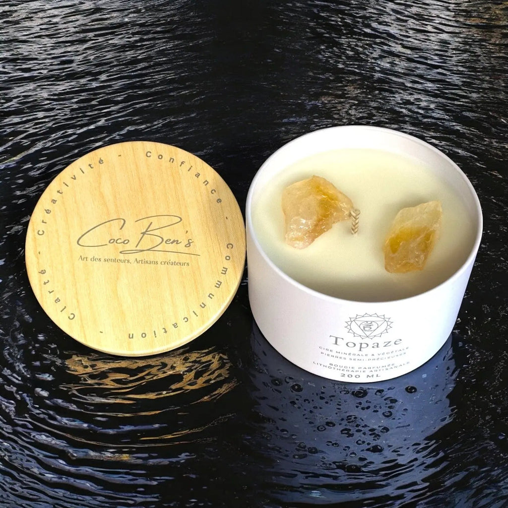 Bougie Lithothérapie - Topaze - 200 ML - CocoBen's