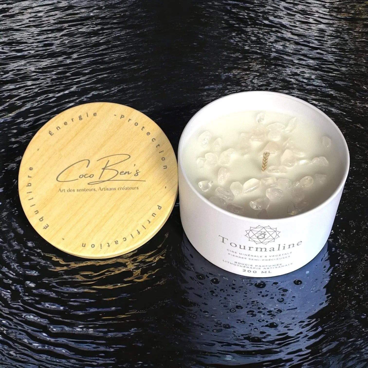 Bougie Lithothérapie - Tourmaline - 200 ML - CocoBen's