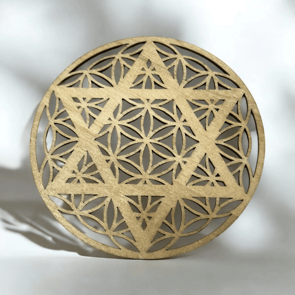 Fleur de Vie - Plaque de Purification et de Chargement en Bois - Bouclier Étoile de David - CocoBen's