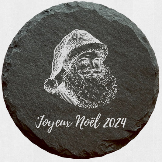 Joyeux Noël 2024 - Ardoise ronde personnalisée