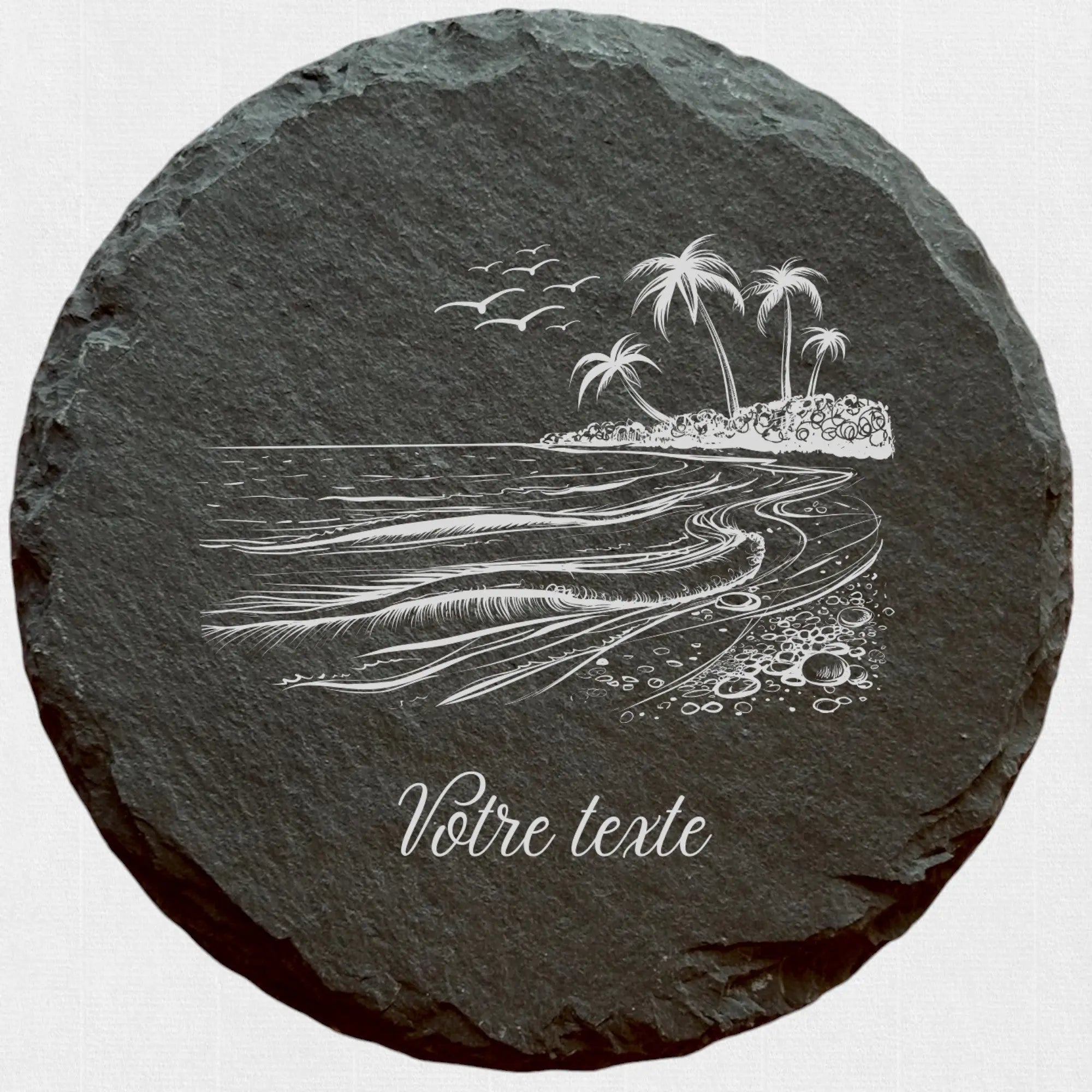 Plage - Ardoise ronde personnalisée - CocoBen's