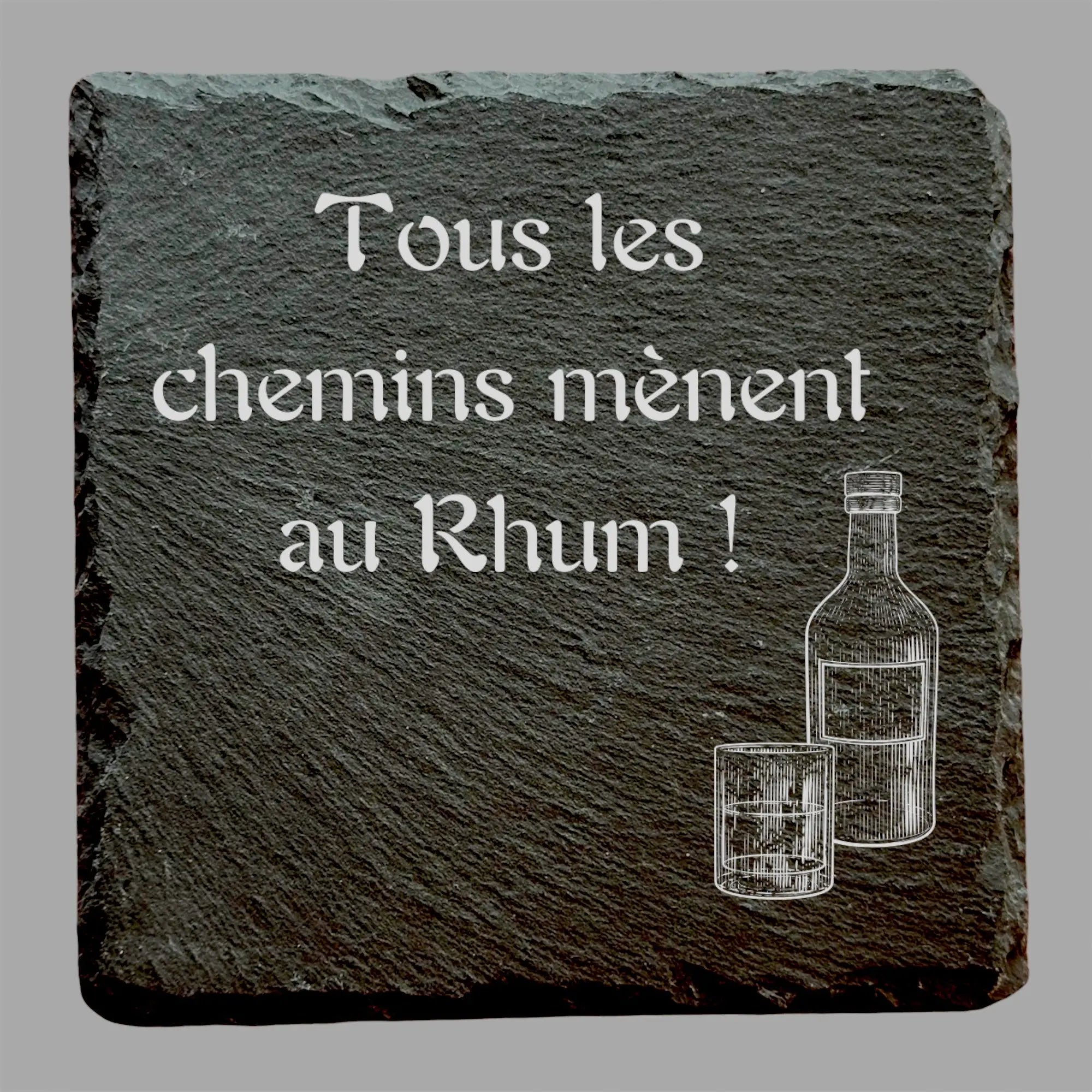 Tous les chemins mènent au rhum - Ardoise carrée personnalisée - CocoBen's