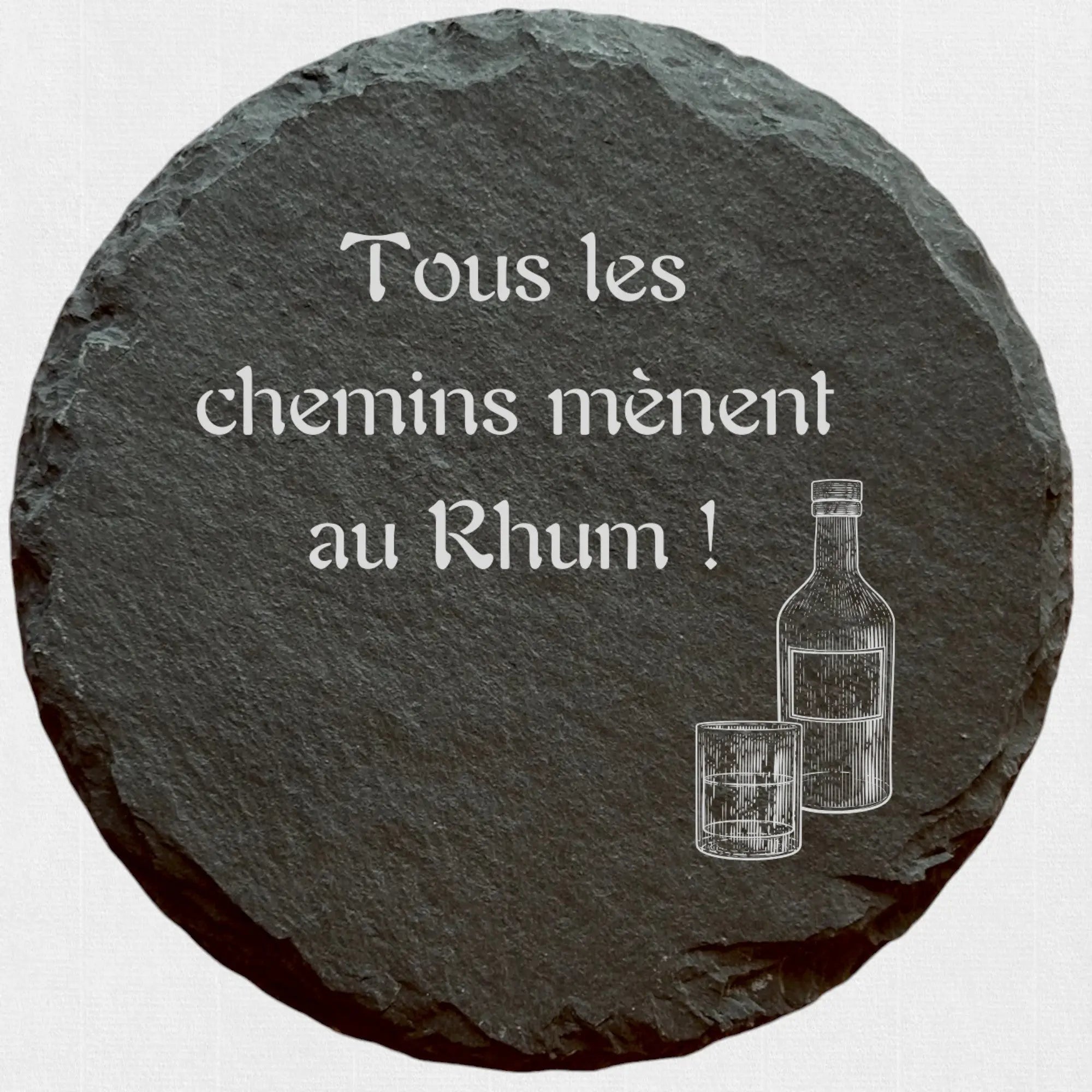 Tous les chemins mènent au rhum - Ardoise ronde personnalisée - CocoBen's